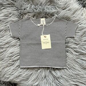 Gray Label Unisex Infant Nearly Black Off White Stripe Tee 3-6 Month